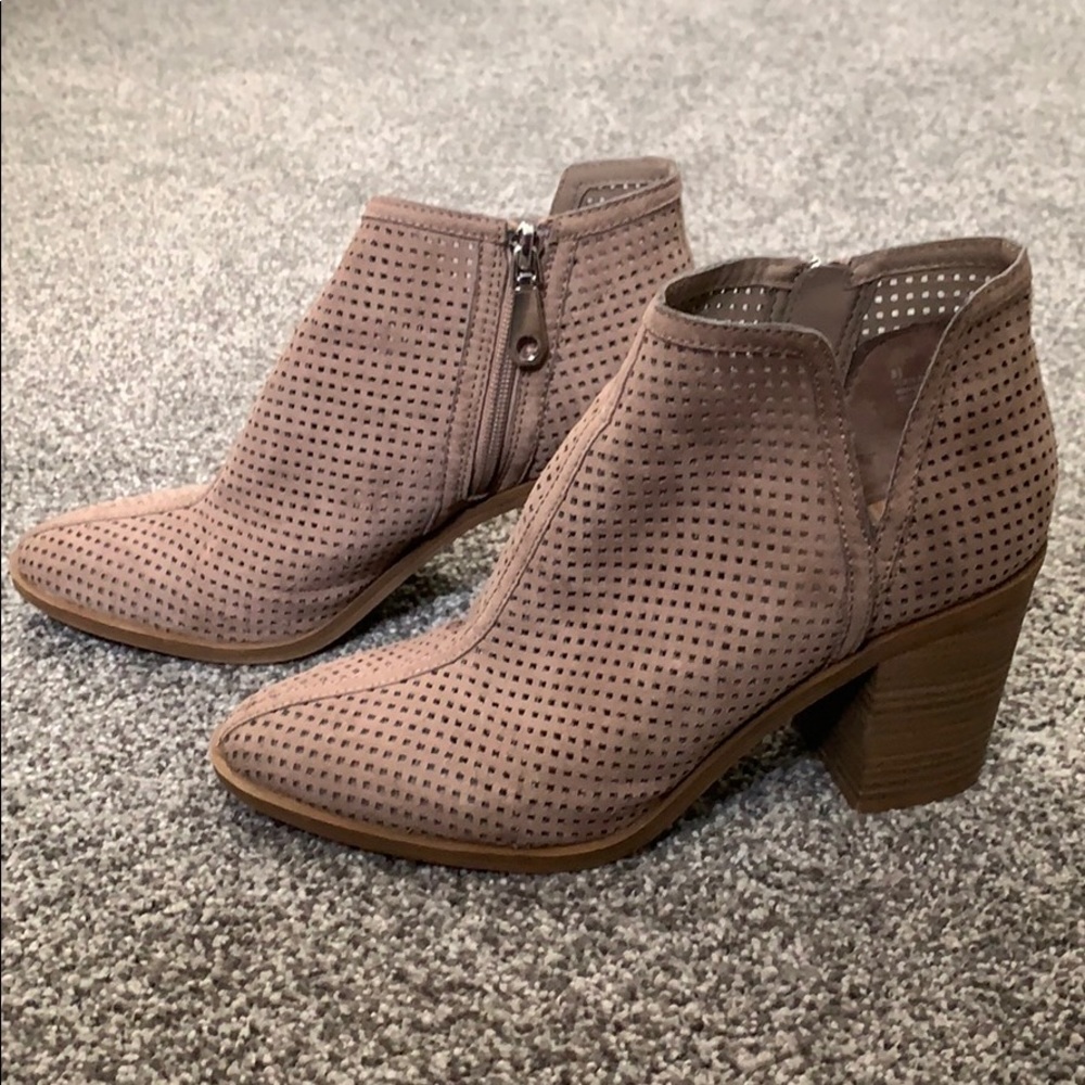 Tan Perforated Ankle Booties